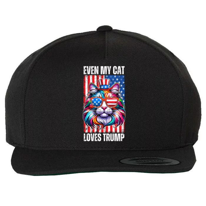 Even My Cat Loves Trump Usa Flag Election Trump Support Gift Wool Snapback Cap