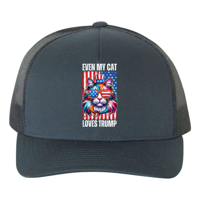 Even My Cat Loves Trump Usa Flag Election Trump Support Gift Yupoong Adult 5-Panel Trucker Hat