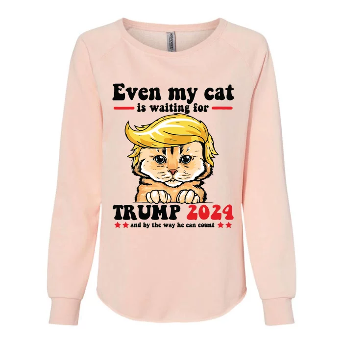 Even My Cat Is Waiting For Trump 2024 Womens California Wash Sweatshirt