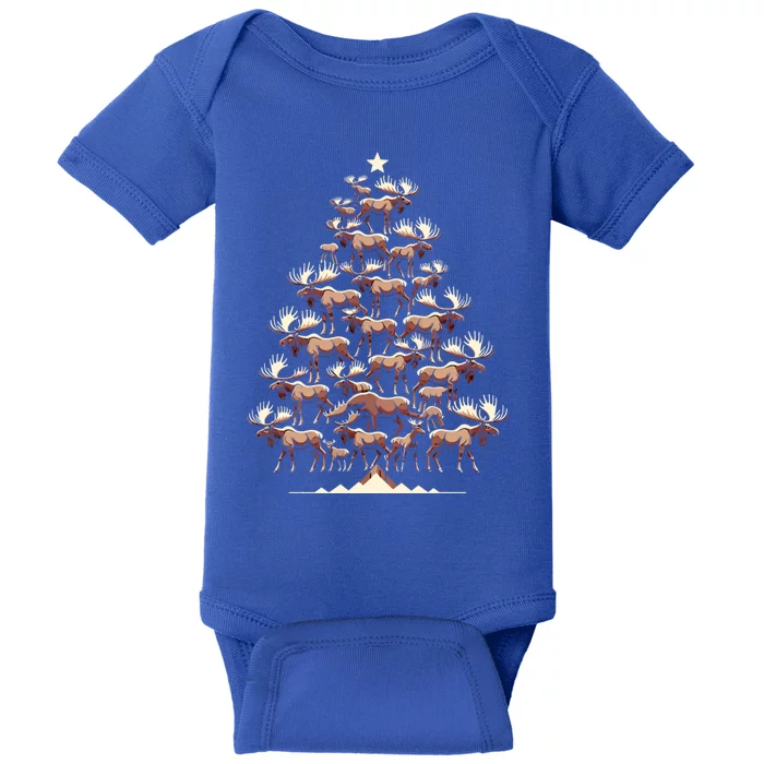 Elk Moose Christmas Tree Funny Elk Moose Xmas Gift Baby Bodysuit