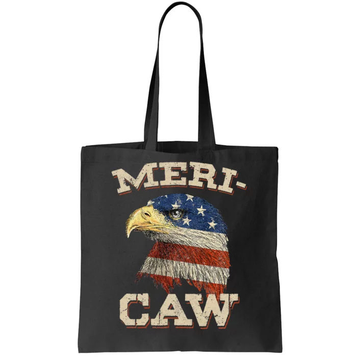 Eagle Meri Caw Merica 4th of July American Flag USA Tote Bag