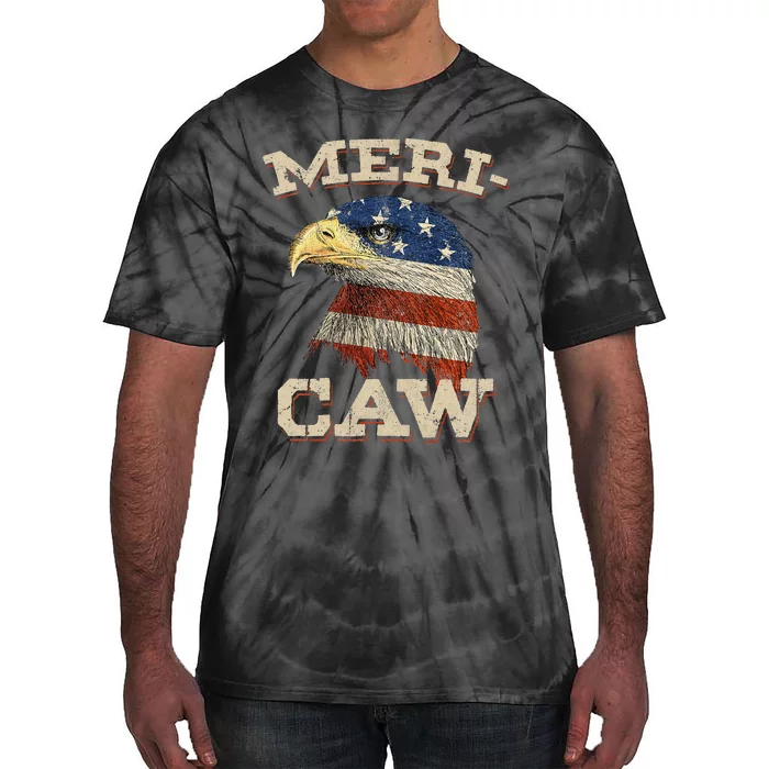 Eagle Meri Caw Merica 4th of July American Flag USA Tie-Dye T-Shirt