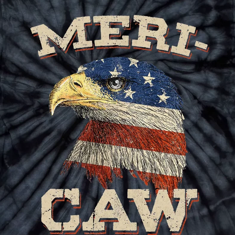 Eagle Meri Caw Merica 4th of July American Flag USA Tie-Dye T-Shirt