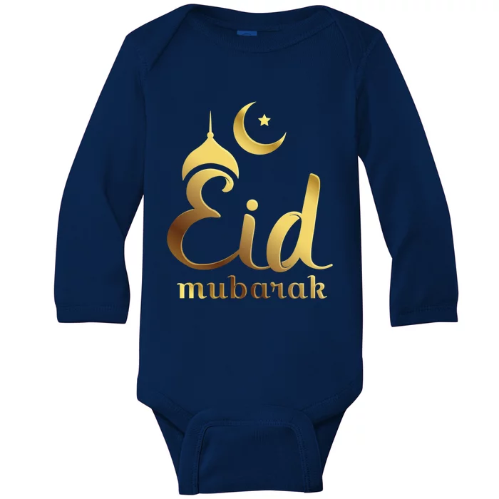 Eid Mubarak Celebrate With Unity For Muslims Eid Fitr Adha Cute Gift Baby Long Sleeve Bodysuit