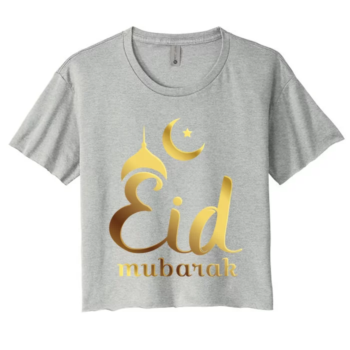 Eid Mubarak Celebrate With Unity For Muslims Eid Fitr Adha Cute Gift Women's Crop Top Tee