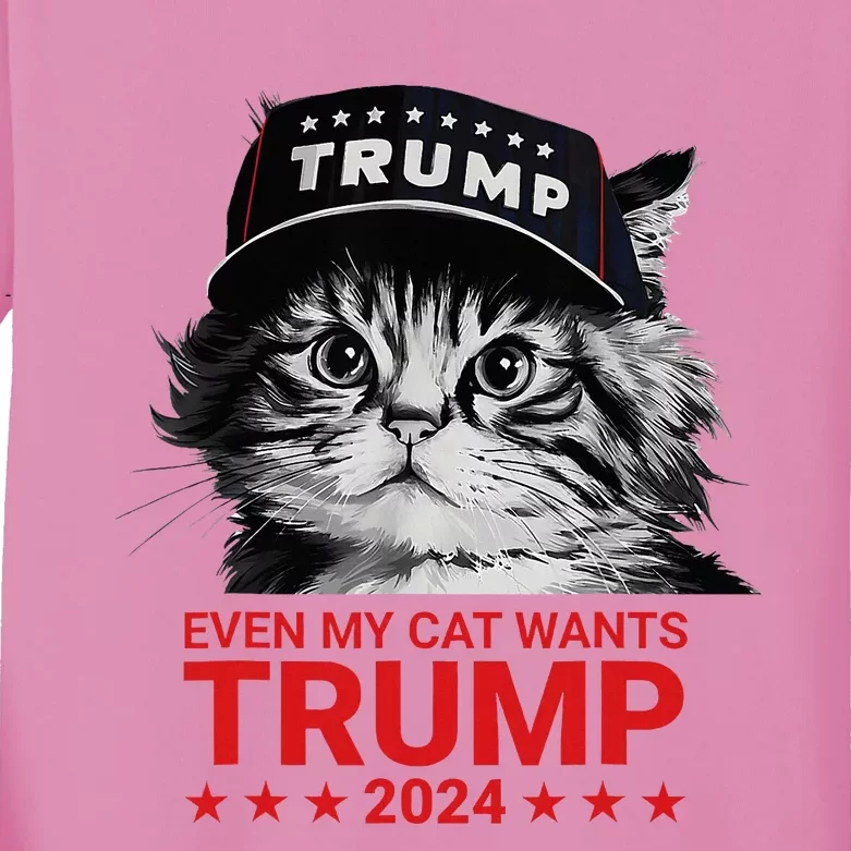 Even My Cat Wants Trump 2024 Kids Long Sleeve Shirt