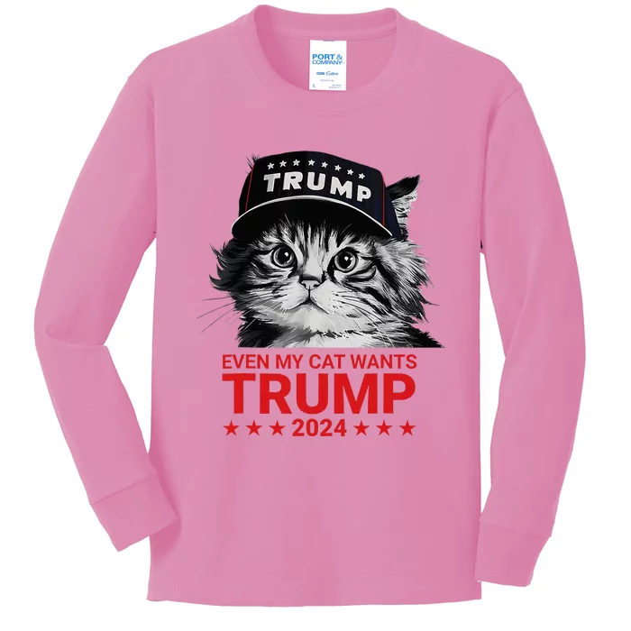 Even My Cat Wants Trump 2024 Kids Long Sleeve Shirt