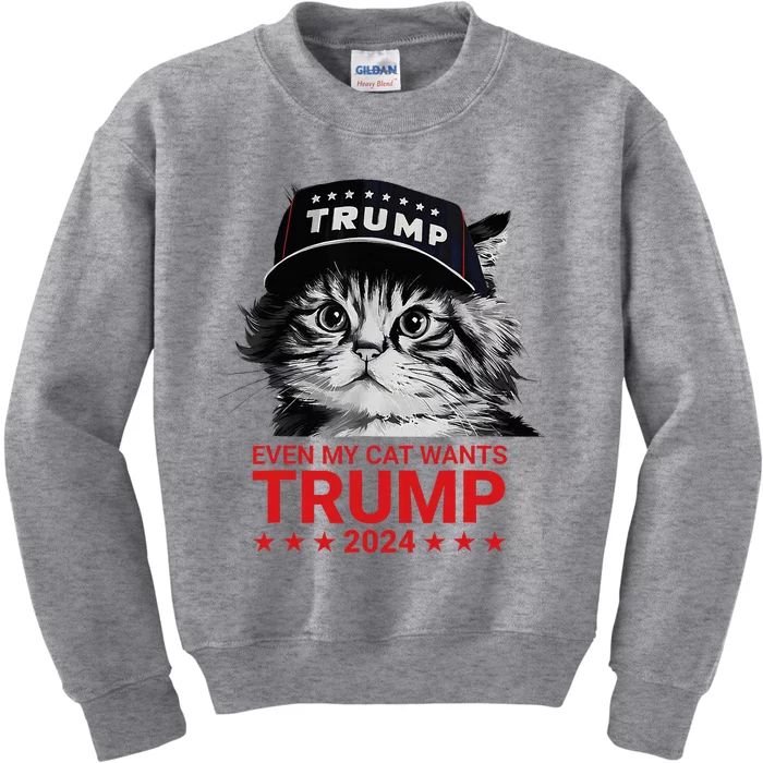 Even My Cat Wants Trump 2024 Kids Sweatshirt