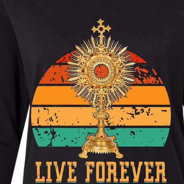 Eucharist Monstrance Catholic Church Lives That Forever Womens Cotton Relaxed Long Sleeve T-Shirt