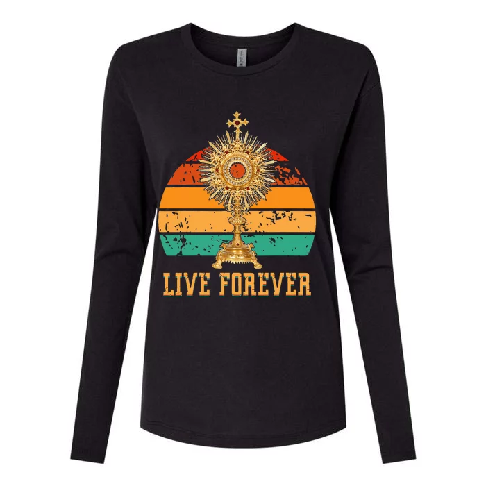 Eucharist Monstrance Catholic Church Lives That Forever Womens Cotton Relaxed Long Sleeve T-Shirt