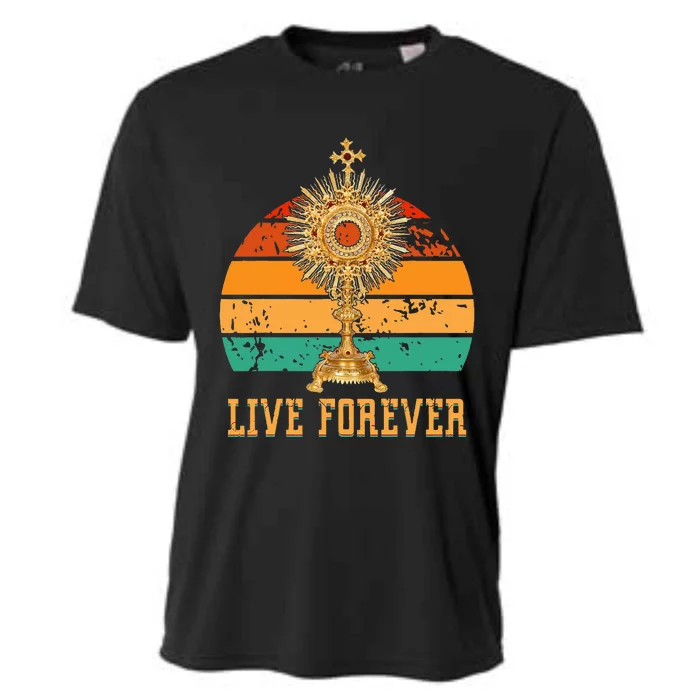 Eucharist Monstrance Catholic Church Lives That Forever Cooling Performance Crew T-Shirt