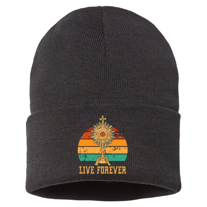 Eucharist Monstrance Catholic Church Lives That Forever Sustainable Knit Beanie