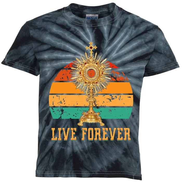 Eucharist Monstrance Catholic Church Lives That Forever Kids Tie-Dye T-Shirt