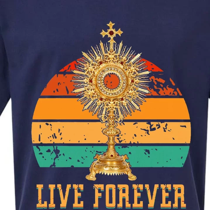 Eucharist Monstrance Catholic Church Lives That Forever Sueded Cloud Jersey T-Shirt