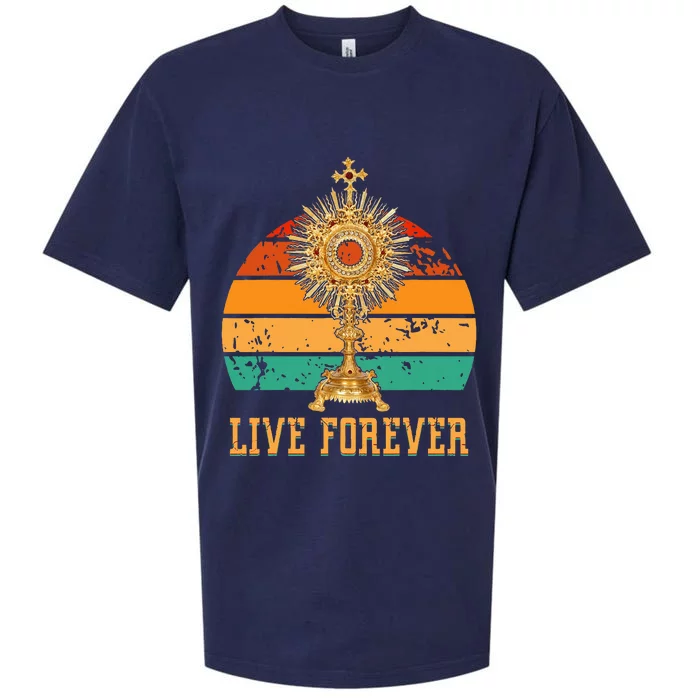 Eucharist Monstrance Catholic Church Lives That Forever Sueded Cloud Jersey T-Shirt