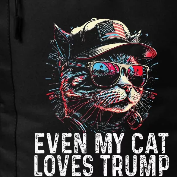 Even My Cat Loves Trump 2024 4th Of July Cat American Flag Daily Commute Backpack