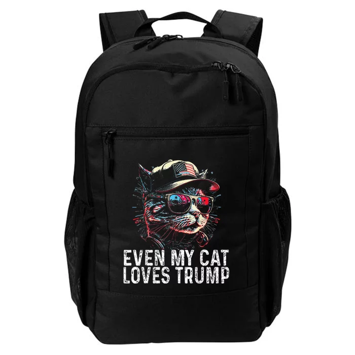 Even My Cat Loves Trump 2024 4th Of July Cat American Flag Daily Commute Backpack