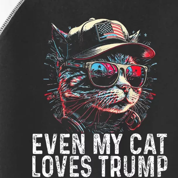 Even My Cat Loves Trump 2024 4th Of July Cat American Flag Toddler Fine Jersey T-Shirt