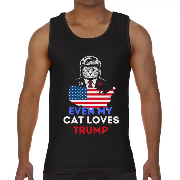 Even My Cat Loves Trump 2024 Cat Lovers Support Trump Comfort Colors® Tank Top