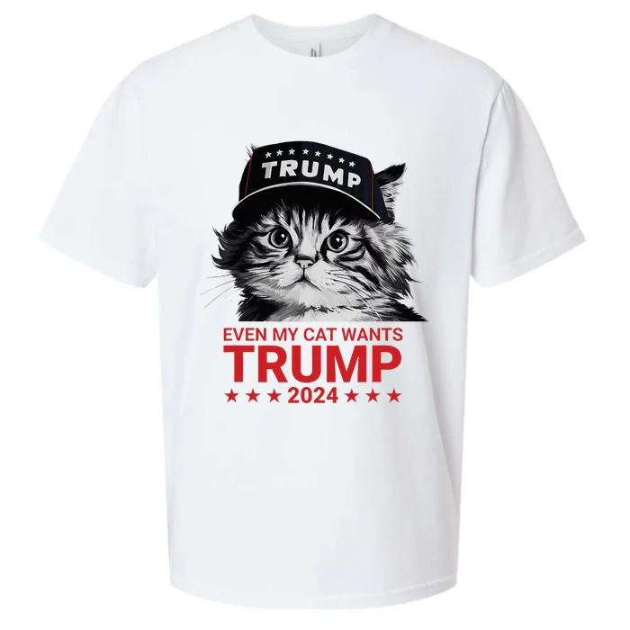 Even My Cat Wants Trump 2024 Funny American Cat Pro Trump Sueded Cloud Jersey T-Shirt