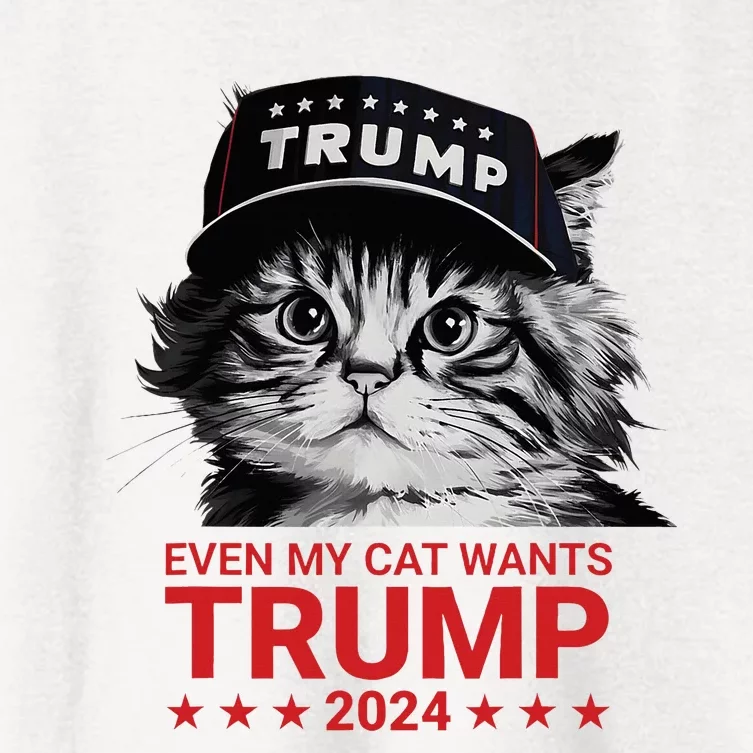 Even My Cat Wants Trump 2024 Funny American Cat Pro Trump Women's Crop Top Tee