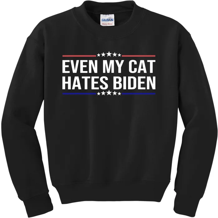 Even My Cat Hates Biden Funny Anti Biden Apparel Kids Sweatshirt