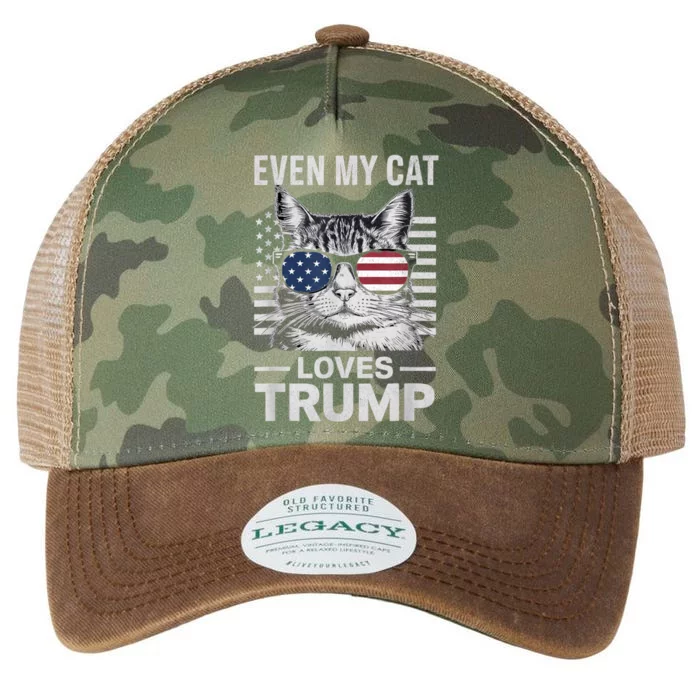 Even My Cat Loves Trump Usa Flag Election Trump Support Legacy Tie Dye Trucker Hat