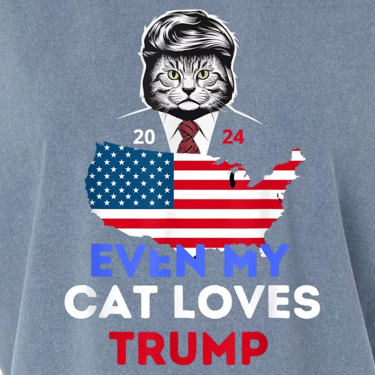 Even My Cat Loves Trump Usa Flag Election Trump Support Garment-Dyed Women's Muscle Tee