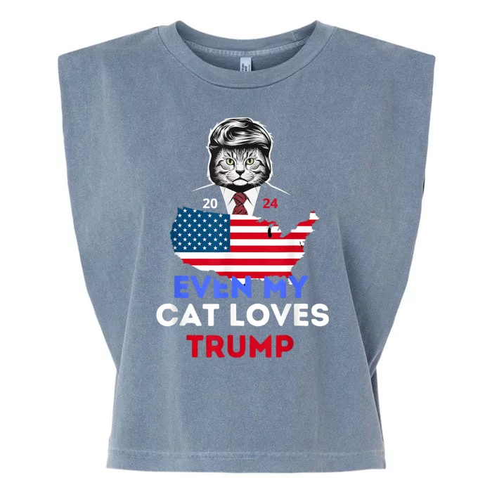 Even My Cat Loves Trump Usa Flag Election Trump Support Garment-Dyed Women's Muscle Tee