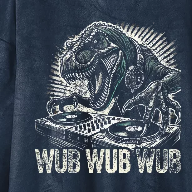 Electronic Music Dinosaur Dj Dubstep Hooded Wearable Blanket