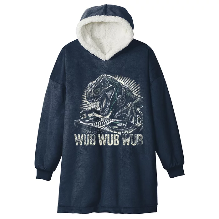 Electronic Music Dinosaur Dj Dubstep Hooded Wearable Blanket