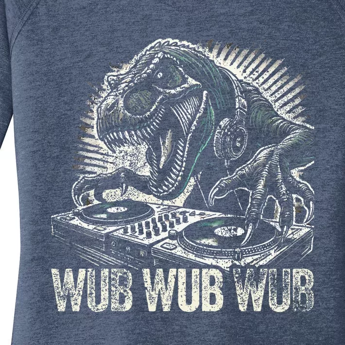 Electronic Music Dinosaur Dj Dubstep Women's Perfect Tri Tunic Long Sleeve Shirt