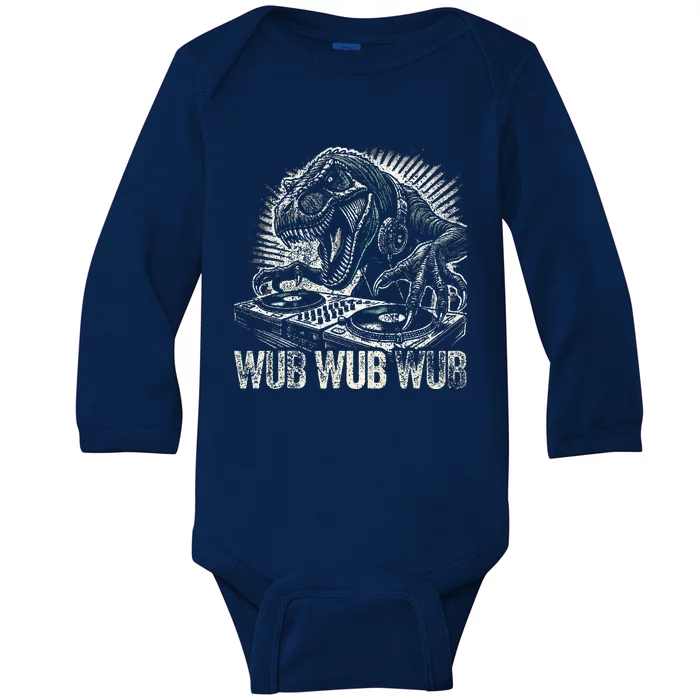 Electronic Music Dinosaur Dj Dubstep Baby Long Sleeve Bodysuit