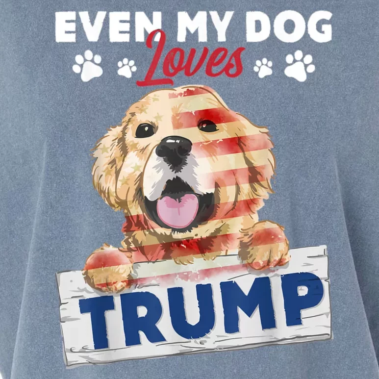 Even My Dog Loves Trump Usa Flag Election Trump Support Garment-Dyed Women's Muscle Tee