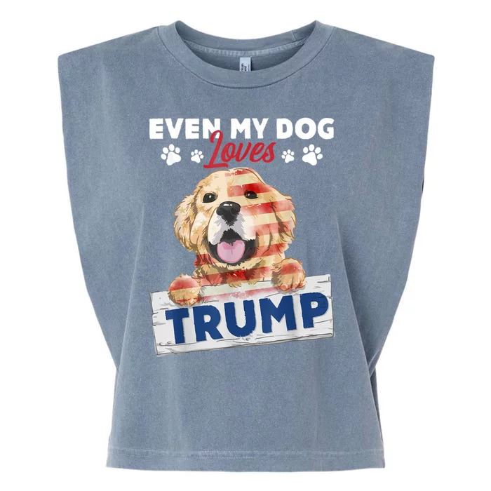 Even My Dog Loves Trump Usa Flag Election Trump Support Garment-Dyed Women's Muscle Tee