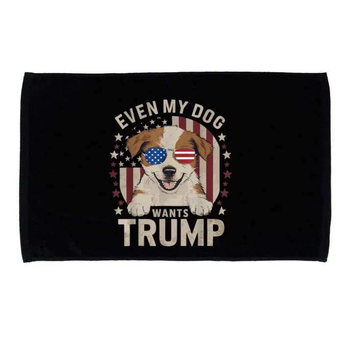 Even My Dog Loves Trump Usa Flag Election Trump Support Microfiber Hand Towel