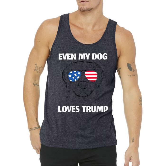 Even My Dog Loves Trump Usa Flag Election Trump Support Tank Top