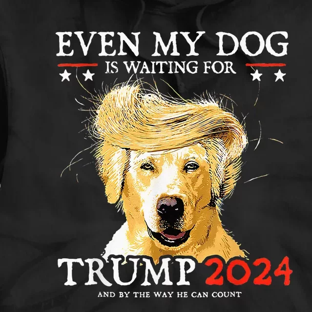 Even My Dog Is Waiting For Trump 2024 Funny Dog Tie Dye Hoodie