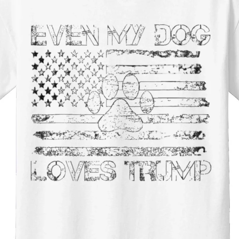 Even My Dog Loves Trump Usa Flag Election Trump Support Kids T-Shirt