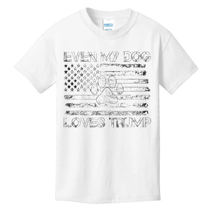 Even My Dog Loves Trump Usa Flag Election Trump Support Kids T-Shirt