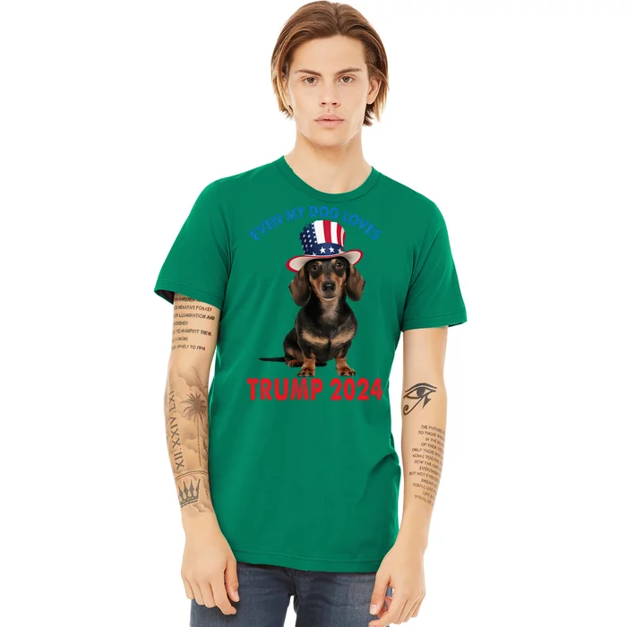 Even My Dog Loves Trump 2024 Dachshund Lovers American Flag Premium T-Shirt