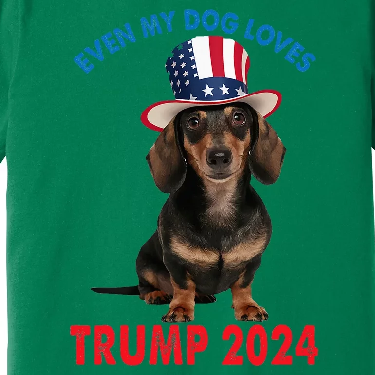 Even My Dog Loves Trump 2024 Dachshund Lovers American Flag Premium T-Shirt