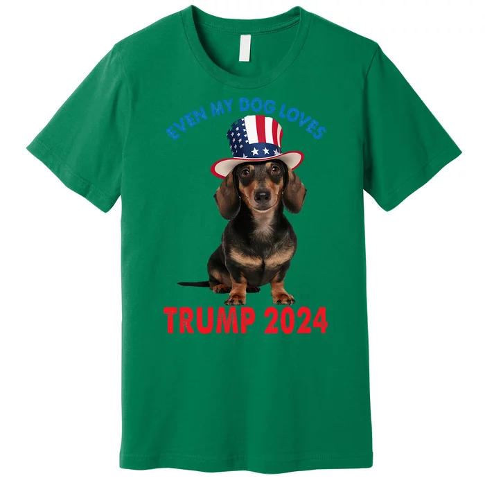 Even My Dog Loves Trump 2024 Dachshund Lovers American Flag Premium T-Shirt