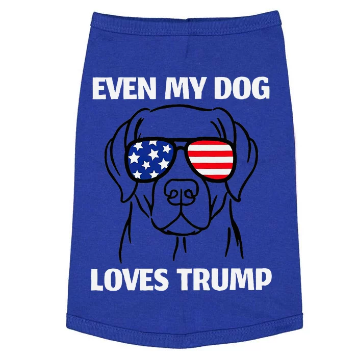 Even My Dog Loves Trump Labrador With Usa Flag Sunglasses Doggie Tank