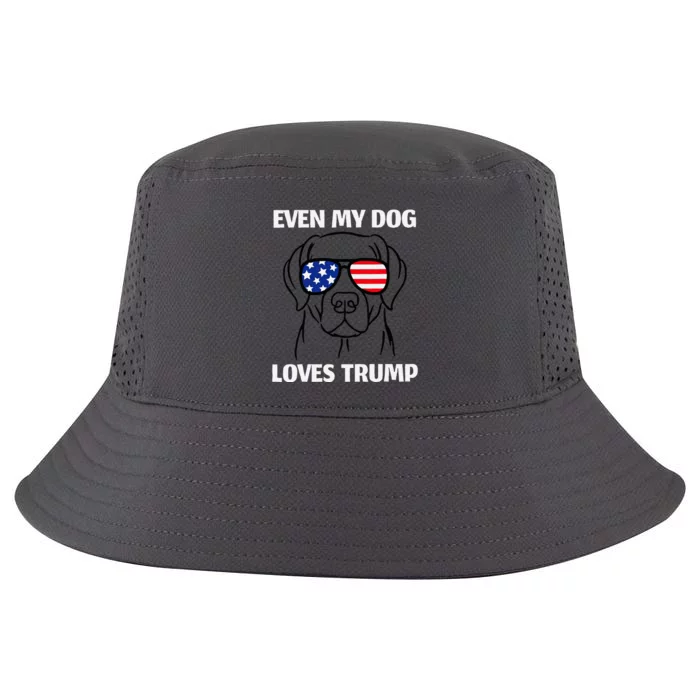 Even My Dog Loves Trump Labrador With Usa Flag Sunglasses Cool Comfort Performance Bucket Hat