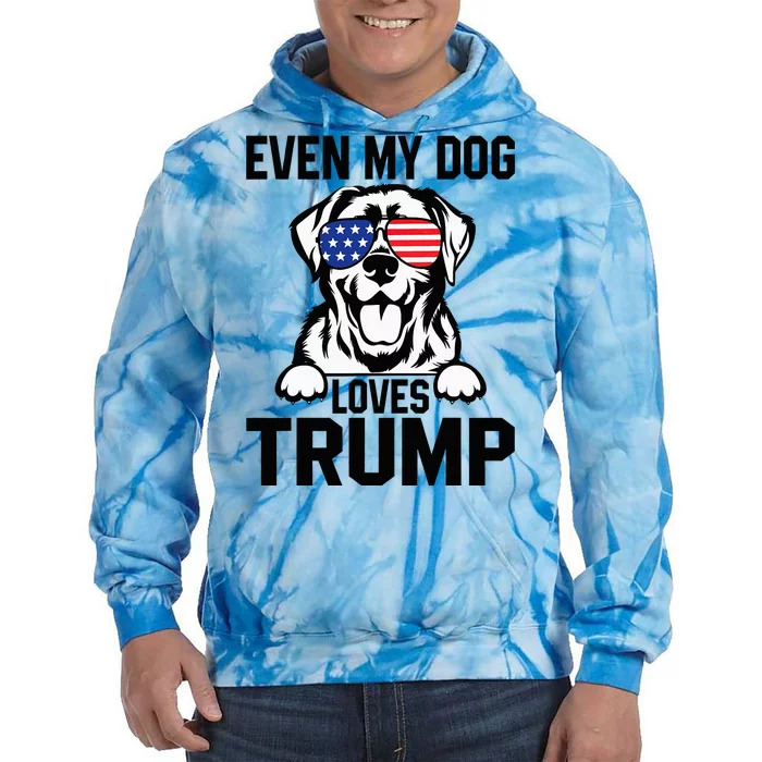 Even My Dog Loves Trump Labrador Dog Sunglasses Usa Flag Tie Dye Hoodie