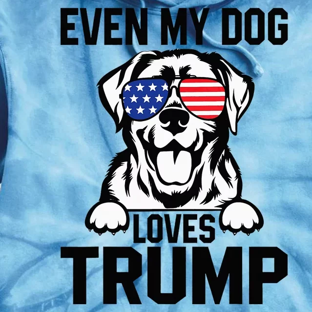 Even My Dog Loves Trump Labrador Dog Sunglasses Usa Flag Tie Dye Hoodie