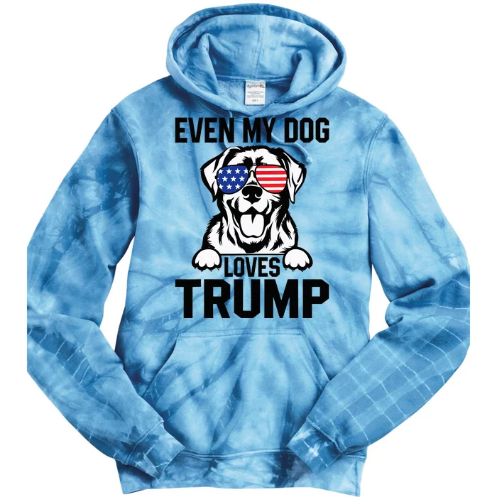 Even My Dog Loves Trump Labrador Dog Sunglasses Usa Flag Tie Dye Hoodie