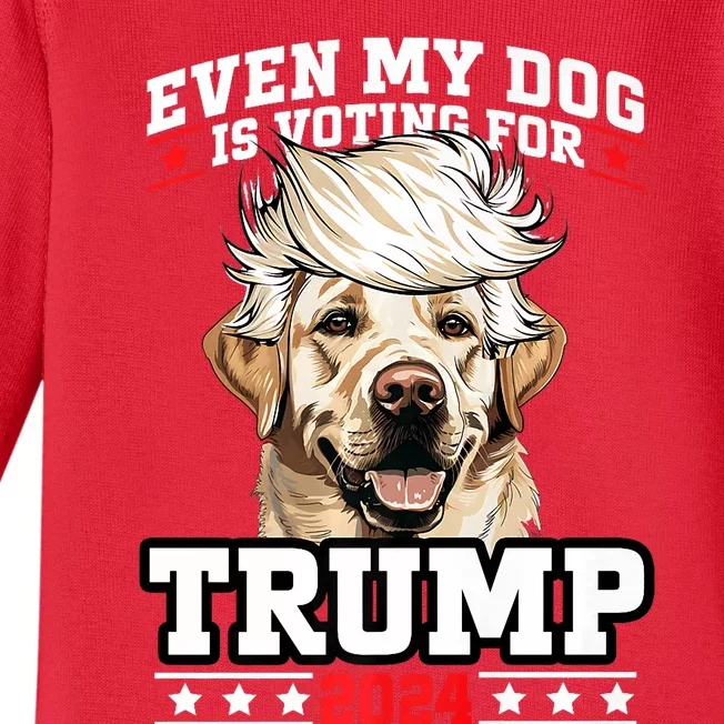 Even My Dog Is Voting For Trump 2024 Baby Long Sleeve Bodysuit