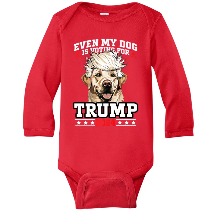 Even My Dog Is Voting For Trump 2024 Baby Long Sleeve Bodysuit